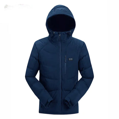 Men Winter Outdoor USB Infrared Heating Hooded Jacket