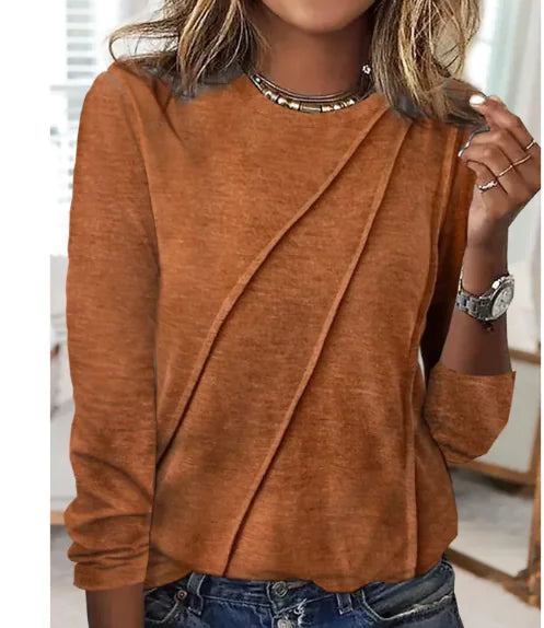 Solid Color Long Sleeve Pullover Top