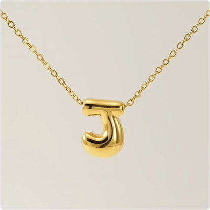 Women's Glossy Bubble Letter Pendant Necklace