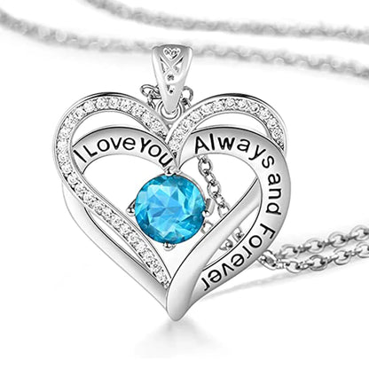 Crystal Heart Birthstone Necklace