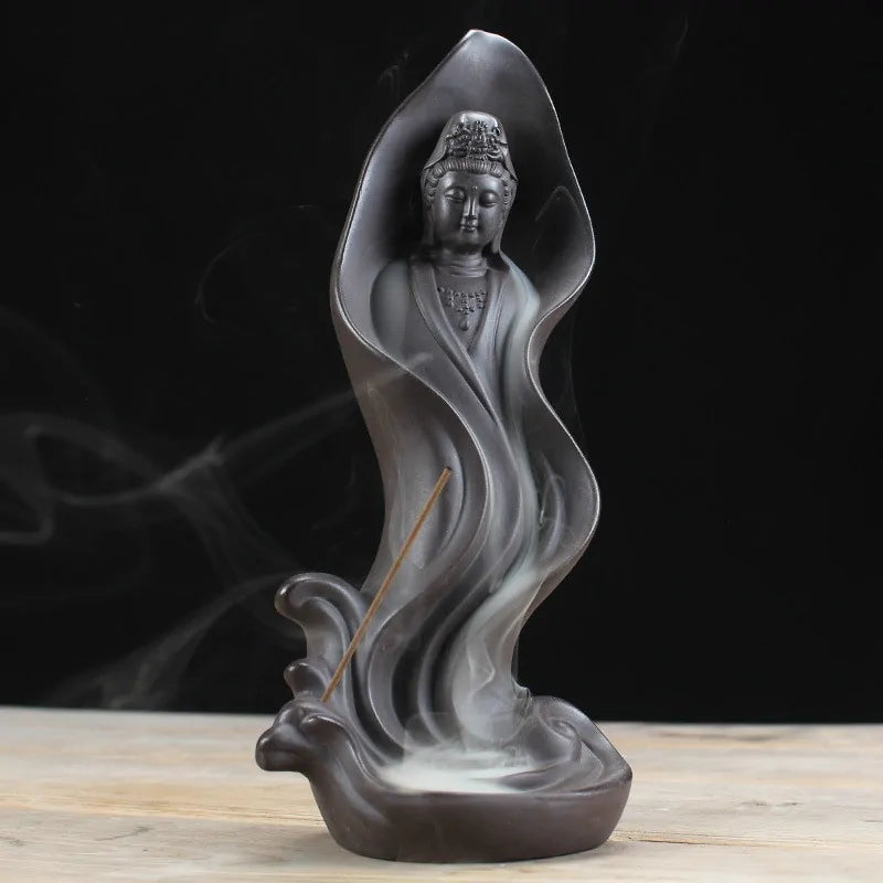 Ceramic Guanyin Buddhist Decoration Incense Burner