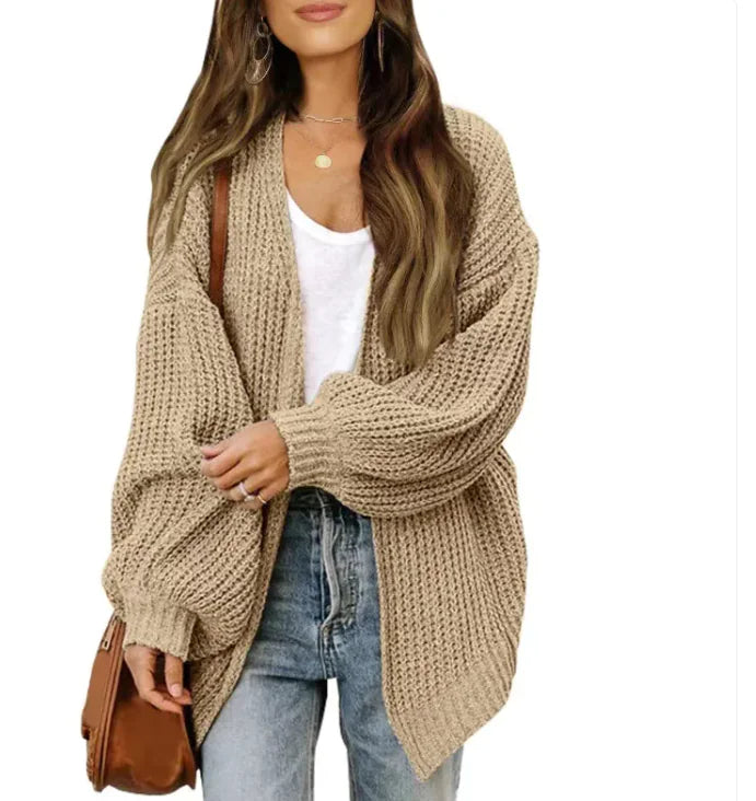 Loose Retro Sweater Coat Women's Mid-length Knitted Cardigan