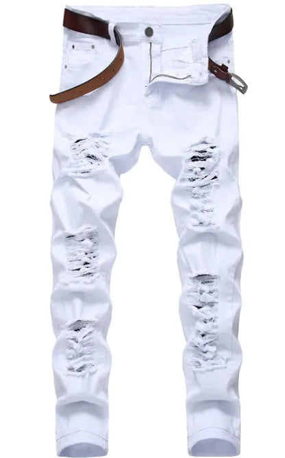 Trendy Ripped Stretch Denim Pants