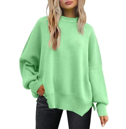 Women's Cozy Knitted Pullover with Side Slit – Chic & Comfortable