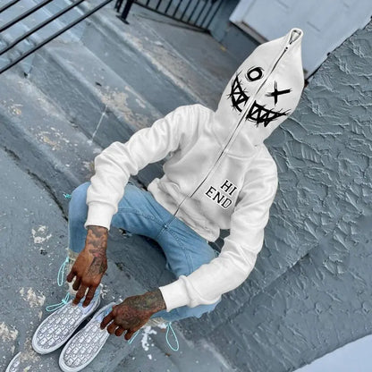 Y2k Clothes Grunge Zip Hoodie Full zip White hip hop