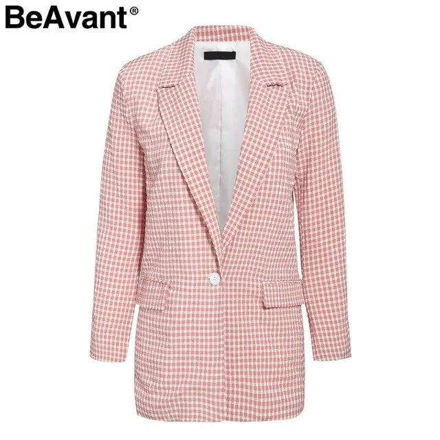 Elegant Plaid Women Blazer