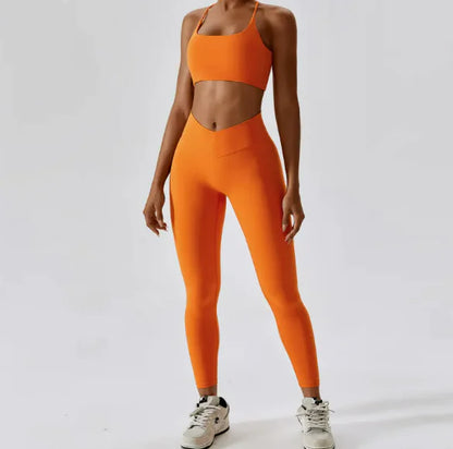 Back Striped Design Sports Yoga Suit