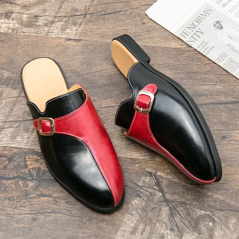 Crocodile Pattern Leather Mules Slippers for Men