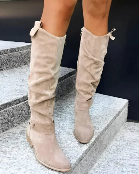 Women's Suede High Boots with Zipper