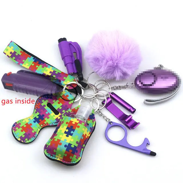 11pcs Self-Defence Keychain Set Multi-Function Keyring