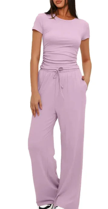 2-Piece Solid Color Casual Yoga Set