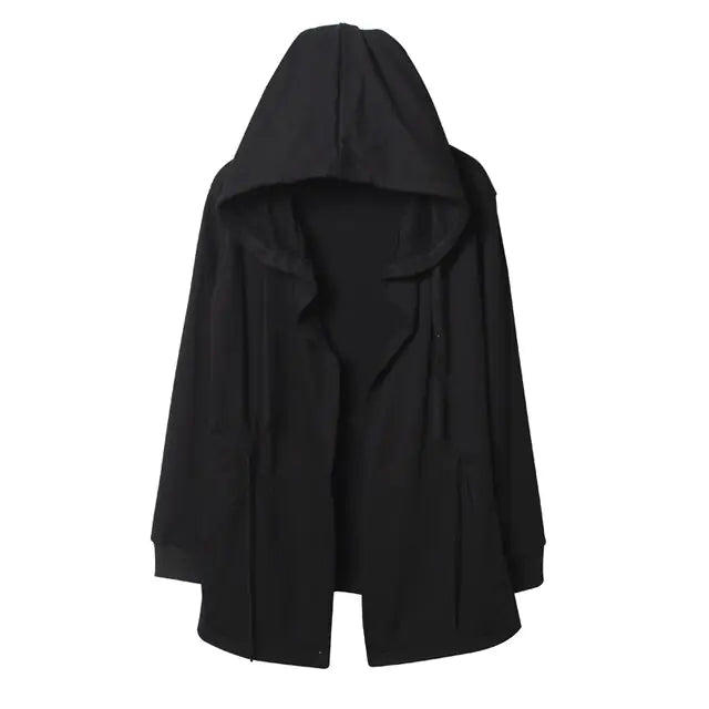 Black Hooded Wizard Trench Coat Windbreaker Men