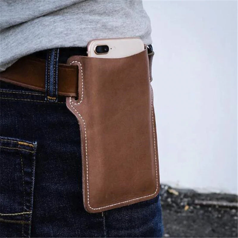 Men Cell Phone Belt Pack Bag Loop Waist Holster Pouch Case Leather Wallet Cover