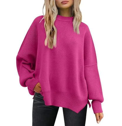 Women's Cozy Knitted Pullover with Side Slit – Chic & Comfortable