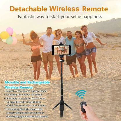 Selfie Stick Tripod 40" Bluetooth Remote Portable for iPhone and Android Phones