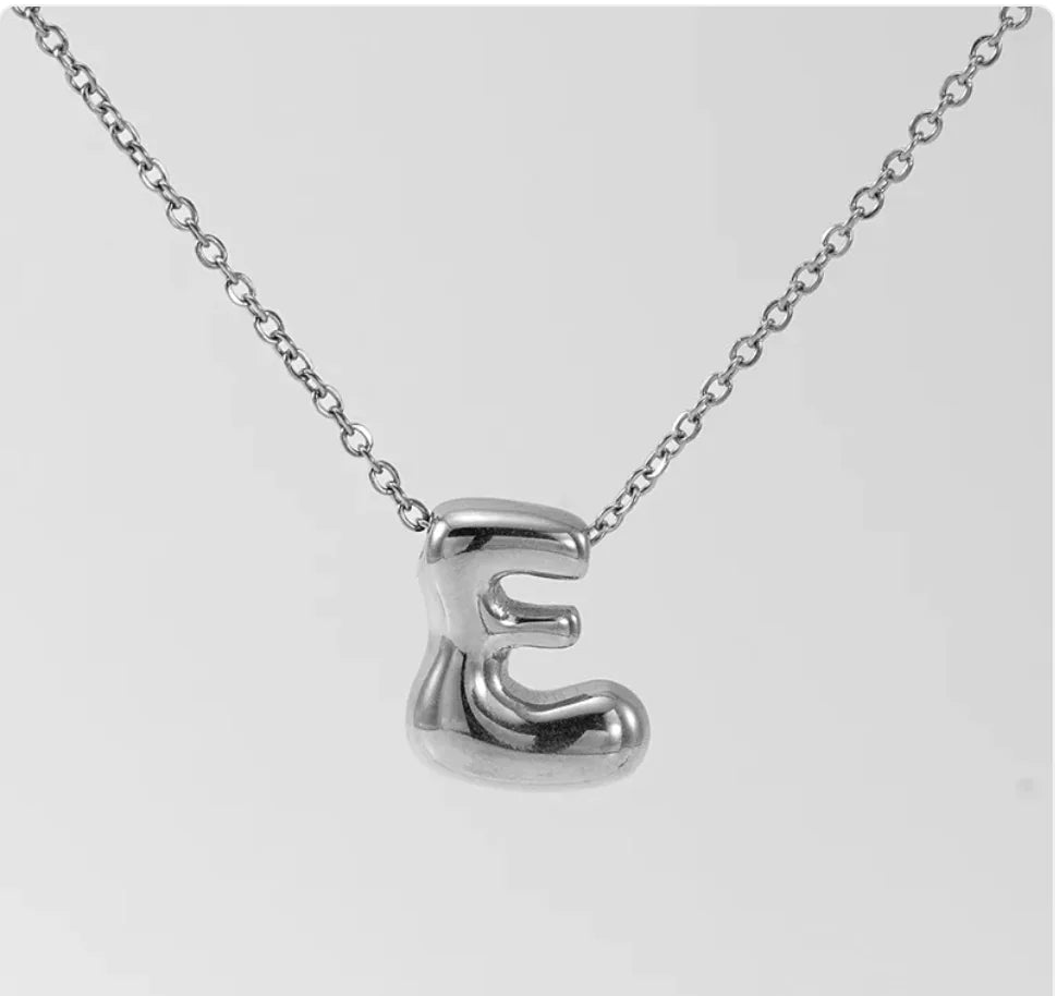 Women's Glossy Bubble Letter Pendant Necklace