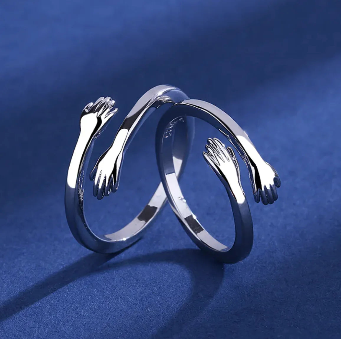 S925 Silver Couple Hug Ring