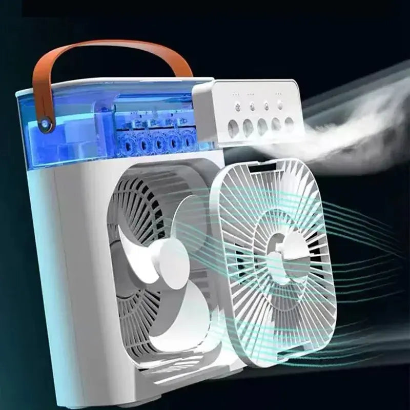 Portable 3-in-1 USB Electric Fan with LED Night Light and Water Mist Humidifier