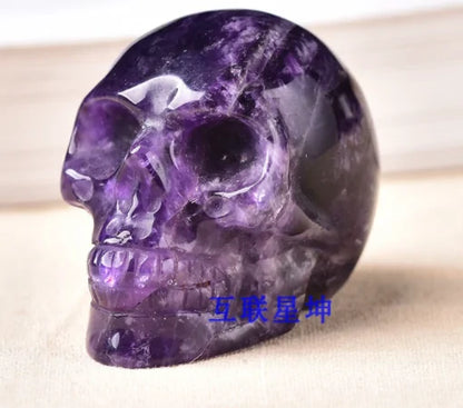 Amethyst Hand-Carved Skull