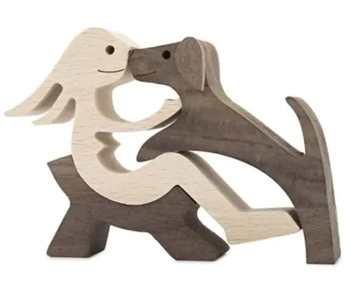 Wood Dog Sculpture Home Decoration