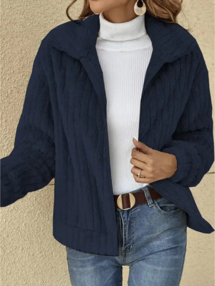 Cozy Chic Fleece Lapel Cropped Jacket