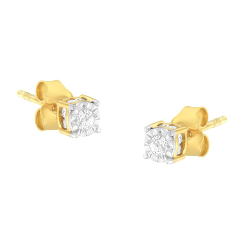 Yellow Plated Sterling Silver Diamond Stud Earring (1/4 cttw, I-J Color, I2-I3 Clarity)