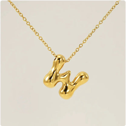 Women's Glossy Bubble Letter Pendant Necklace