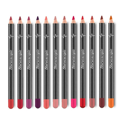 12Pcs Women Waterproof Lipstick Long Lasting Matte Lip Liner Pencil Lip Pen Set