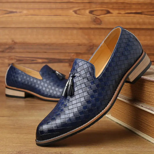 Vintage Patterned Vegan Leather Loafers for Men