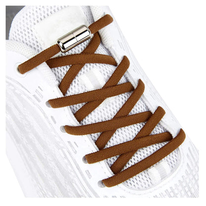 Elastic Shoe Laces for Kids and Adults Sneakers,Elastic No Tie Shoelaces Brown