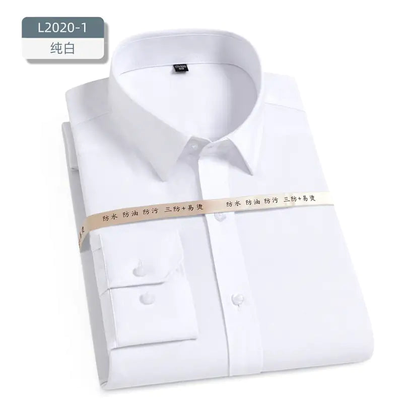 Oil Stain Proof Waterproof Hydrophobic Men Short Sleeve Business White Shirt