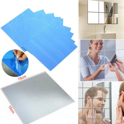 Square Mirror Glass Tile Acrylic Wall Stickers