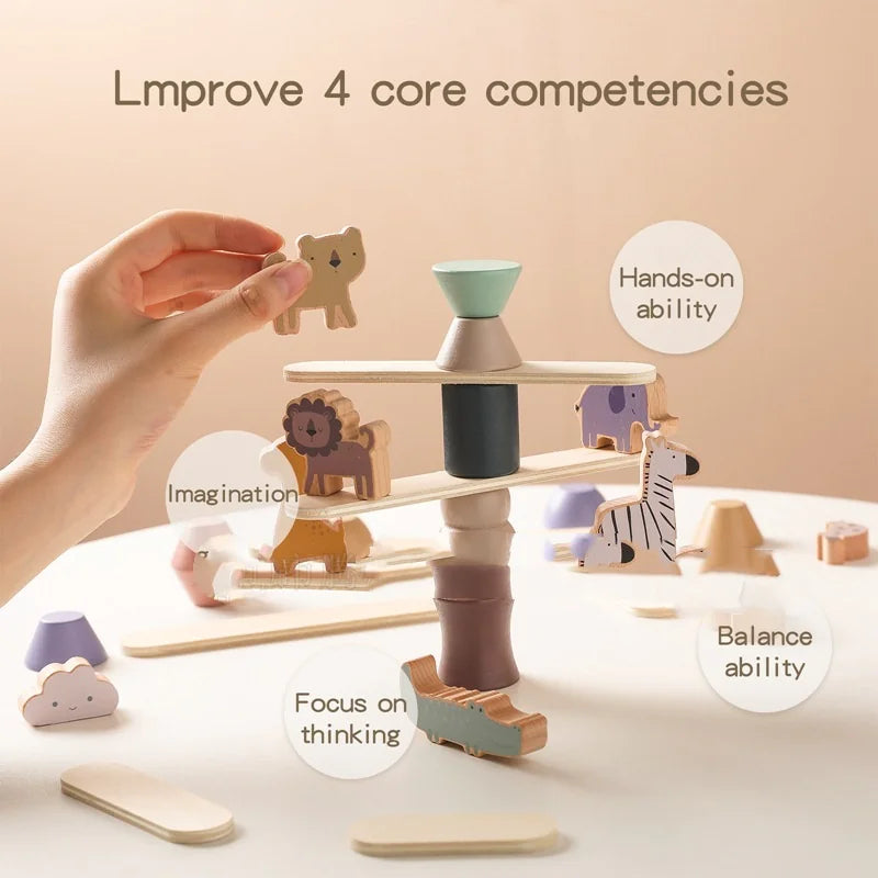 Montessori Wooden Animal Stacking Balance Toy