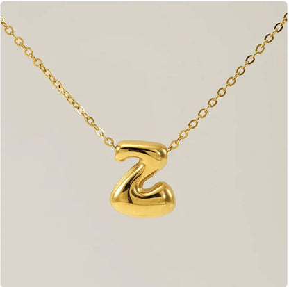 Women's Glossy Bubble Letter Pendant Necklace