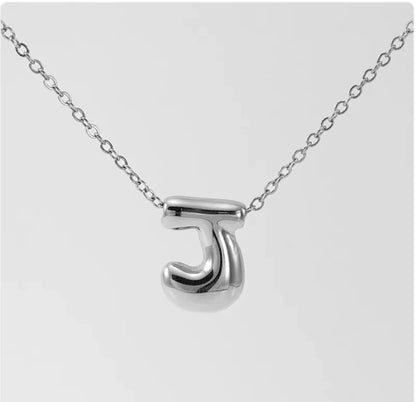 Women's Glossy Bubble Letter Pendant Necklace