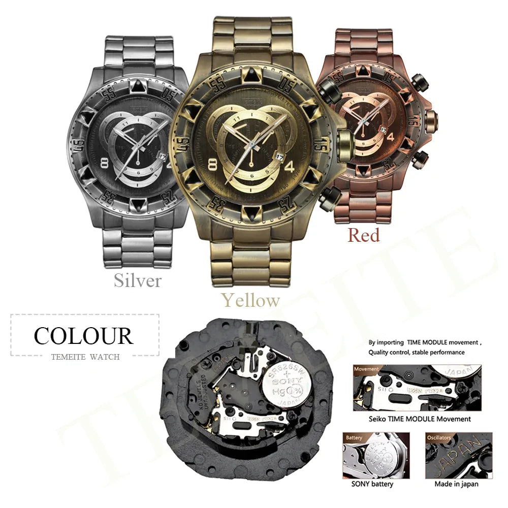 Men Quartz Clock Vintage Watch