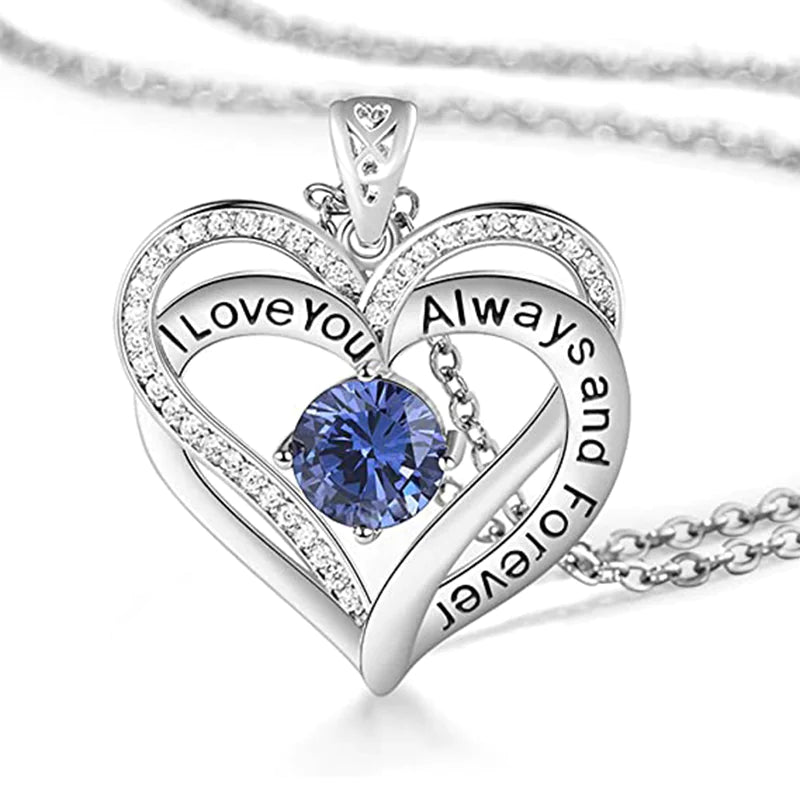 Crystal Heart Birthstone Necklace