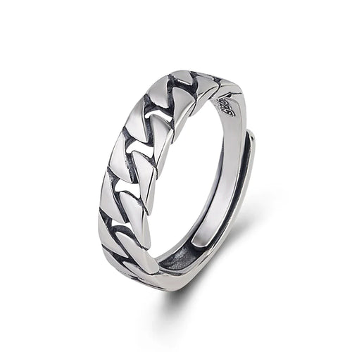 925 Sterling Silver Adjustable Chain Ring