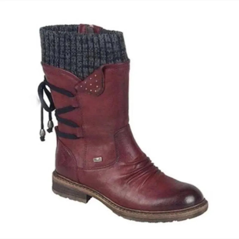 Medium Boots Low Heel Square Heel Round Head, European And American Large Martin Boots